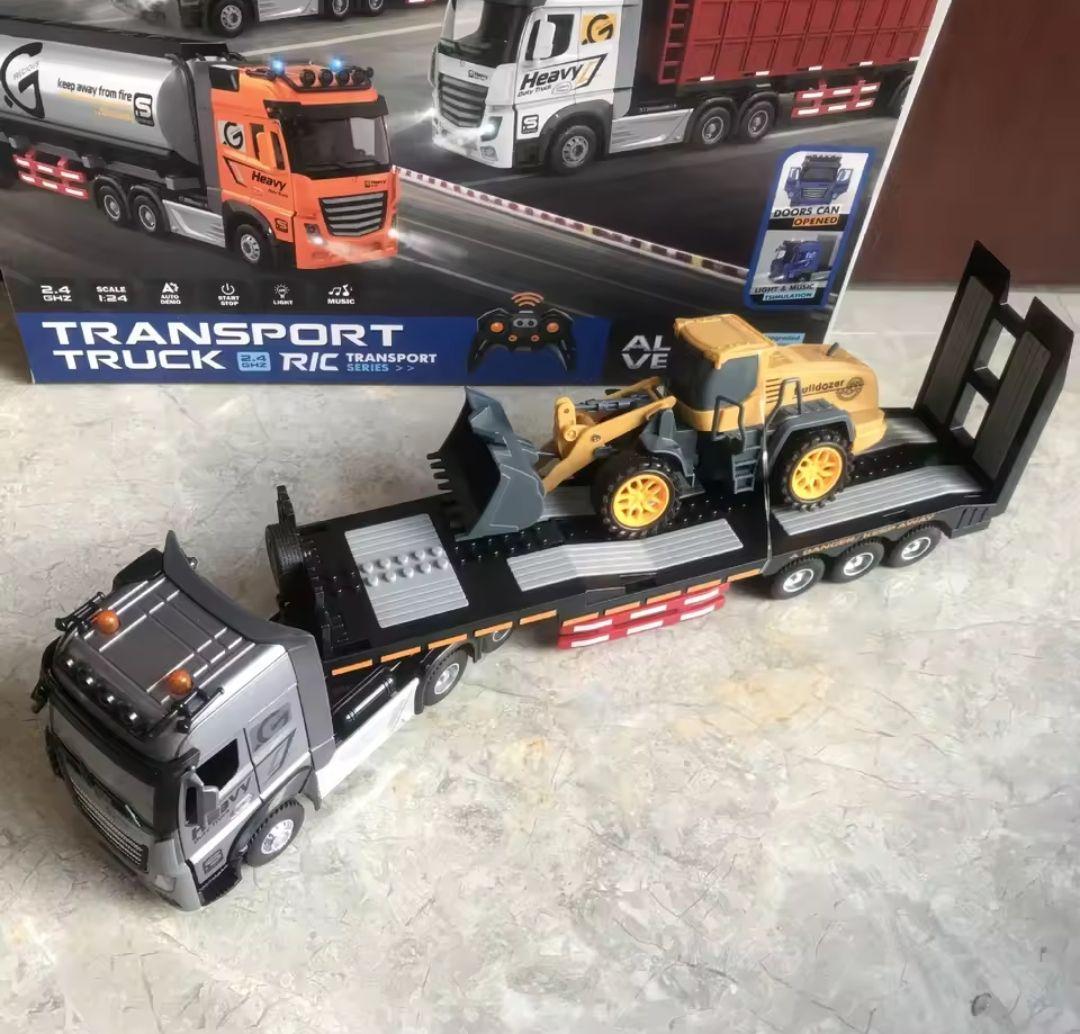 【新品】重機運搬トレーラー ラジコン 鉄製！リアルサウンド＆LEDライト搭載