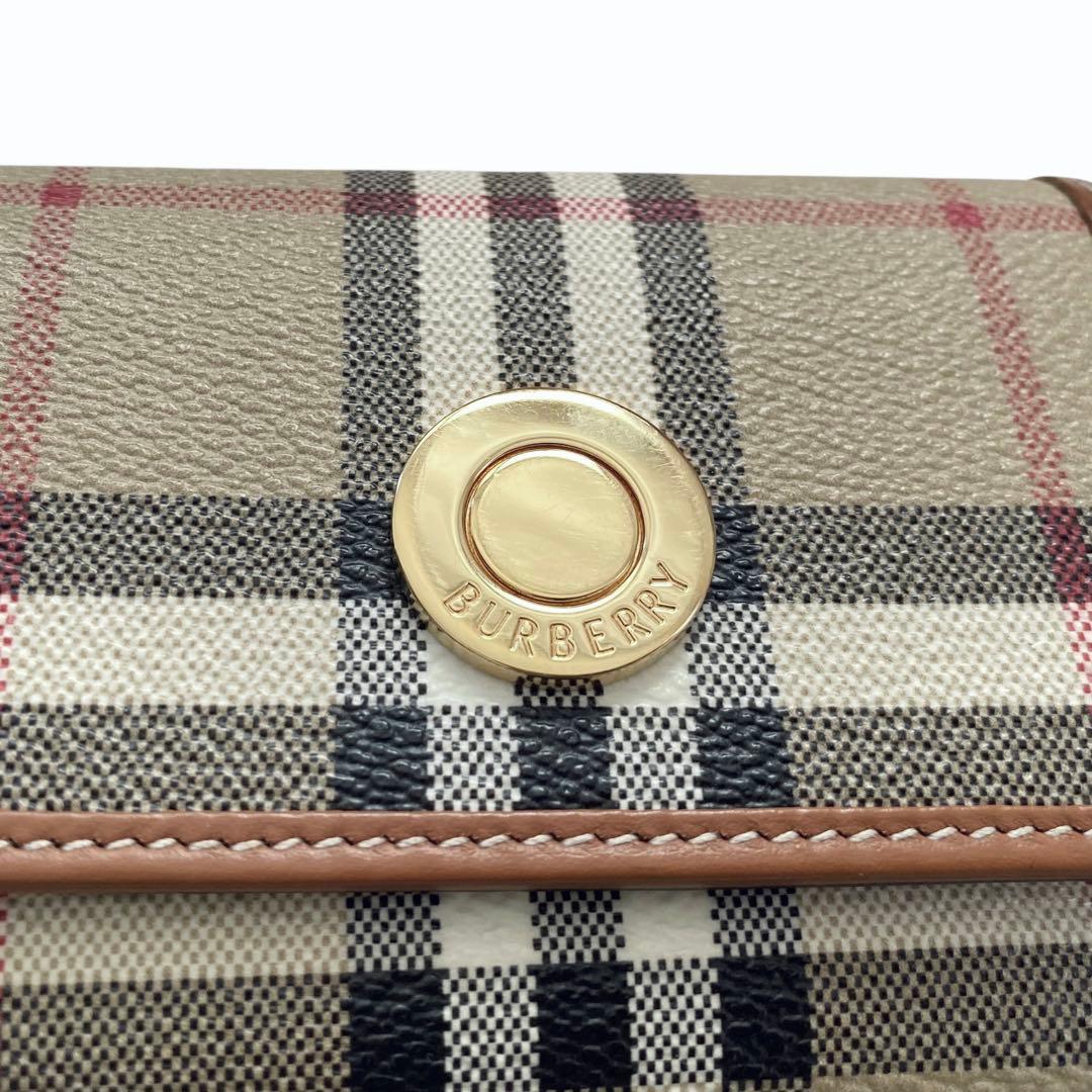 BURBERRY【美品】PVC&レザー 3つ折り コンパクト財布 ノバチェック