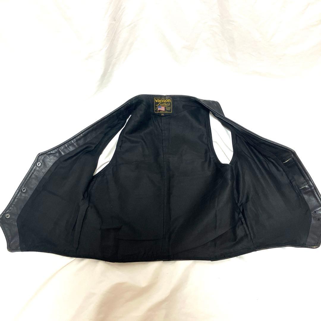 VANSON バンソン レザーベスト BLACK ボタン　黒 ヴィンテージ
