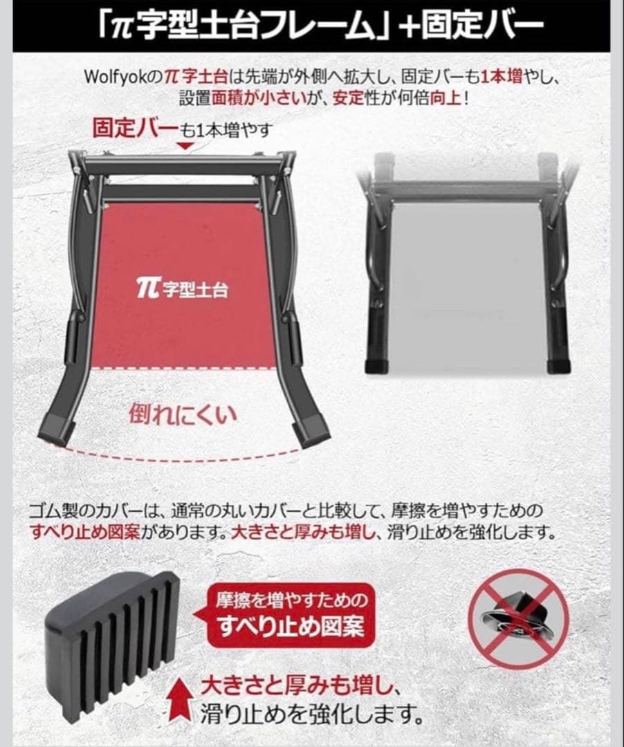美品 WOLFOK ぶら下がり健康器 懸垂・ディップス 説明書あり