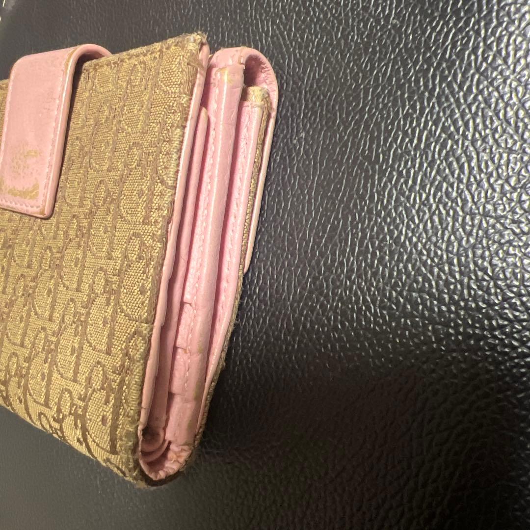 Christian Dior ディオール　ピンク　トロッター　三つ折り財布　ロゴ