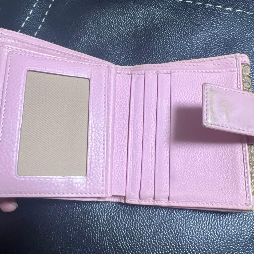 Christian Dior ディオール　ピンク　トロッター　三つ折り財布　ロゴ