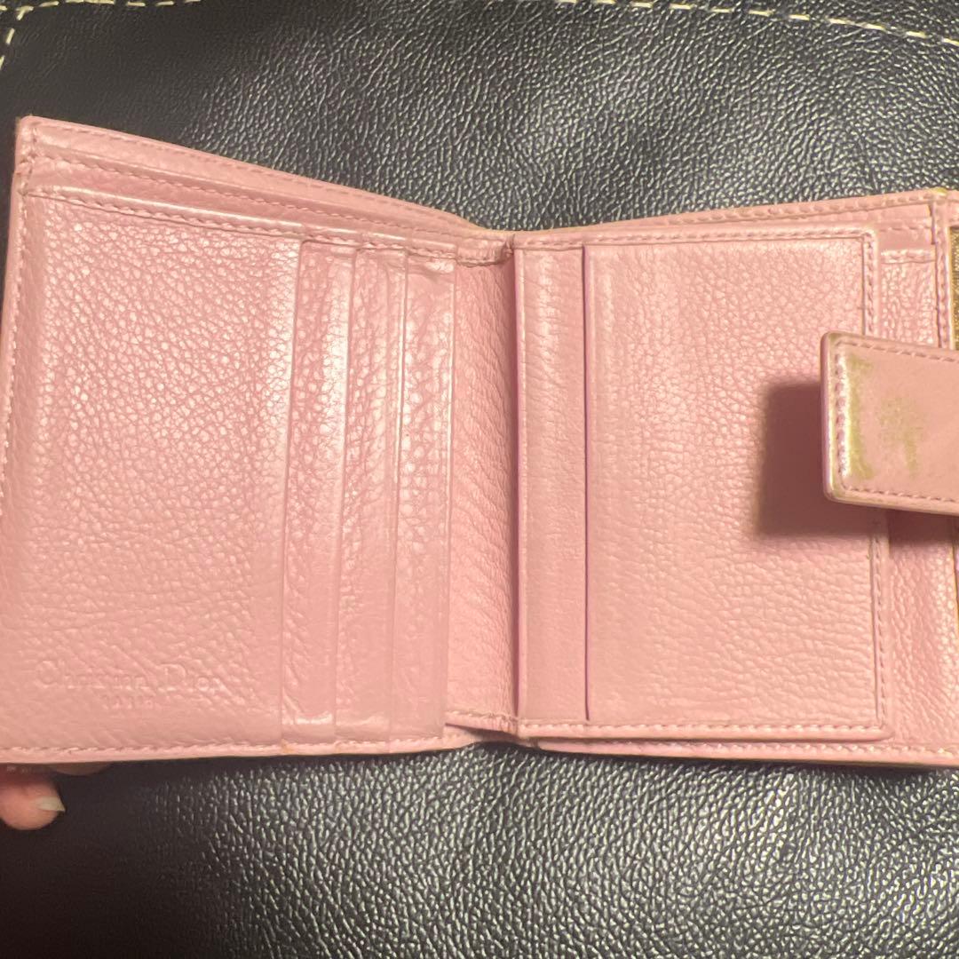 Christian Dior ディオール　ピンク　トロッター　三つ折り財布　ロゴ