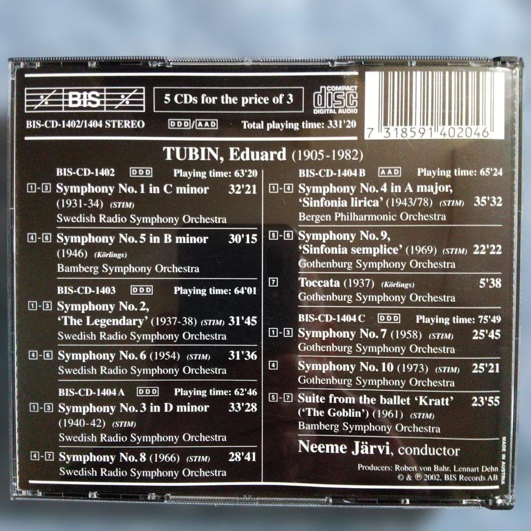 【新品同様】　６ＣＤ　トゥビン　交響曲全集　N. ヤルヴィ　ＢＩＳ