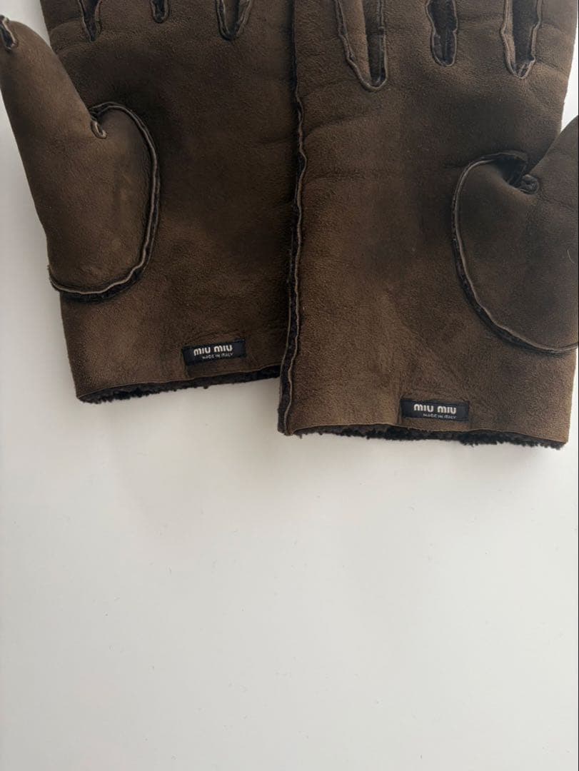 小物 Archive Miu Miu Mouton Gloves Brown