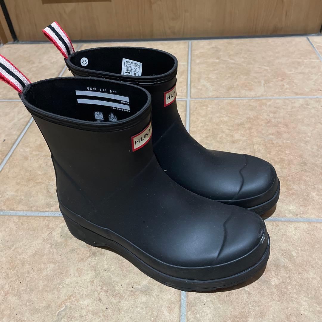 HUNTER ブラック ショートレインブーツ UK6