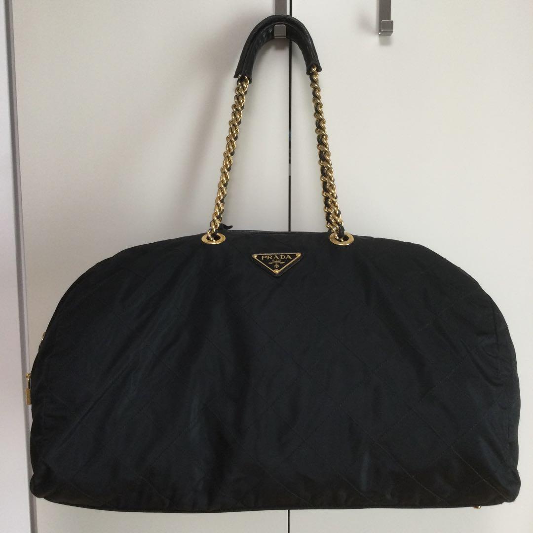 PRADA ボストンバッグ ナイロン キルティング 黒 サイズ大
