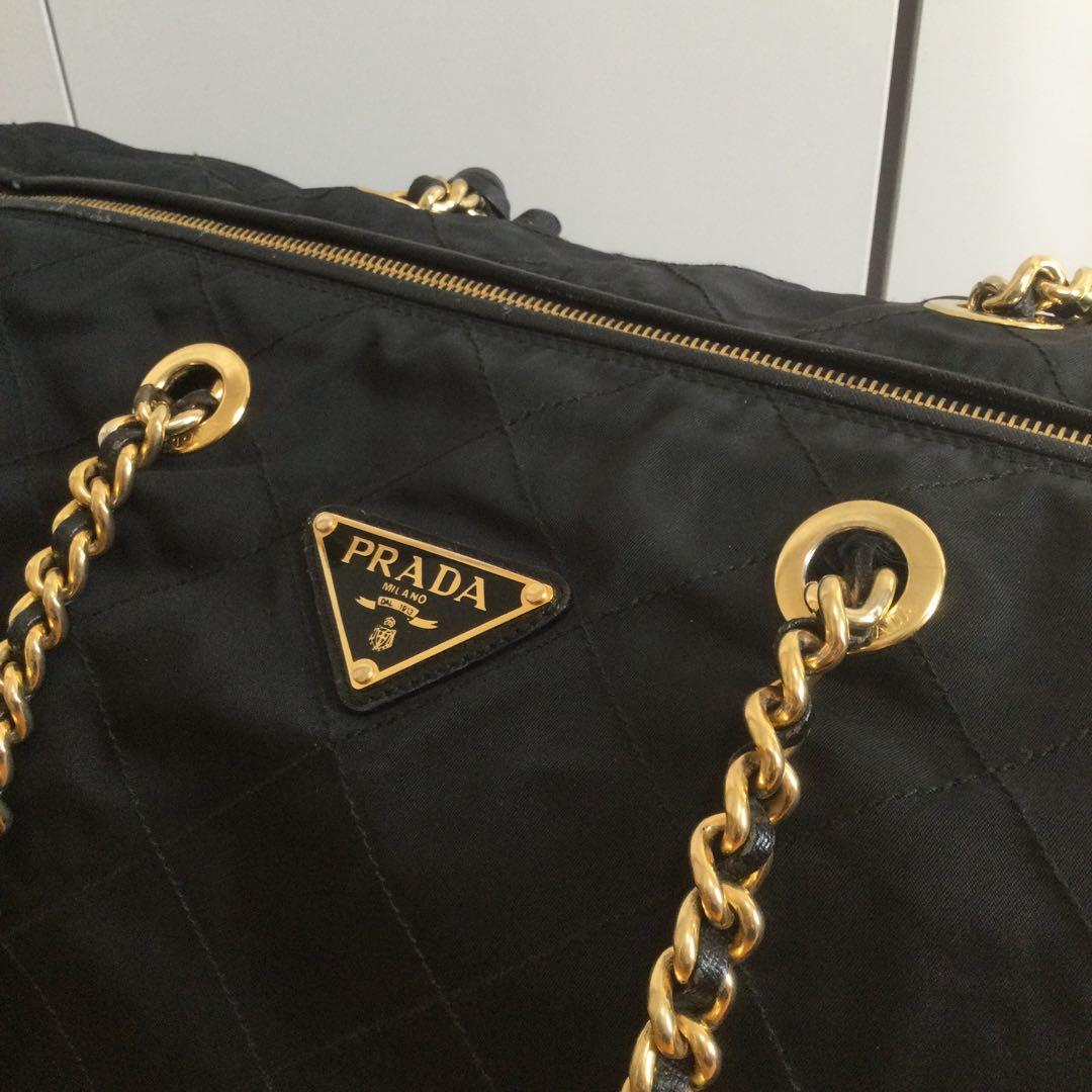 PRADA ボストンバッグ ナイロン キルティング 黒 サイズ大