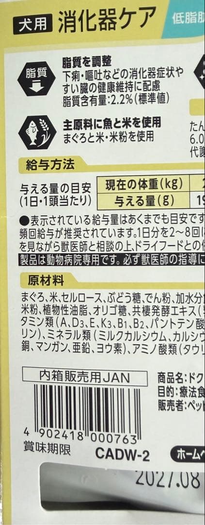 ドクターズ ケア 犬 消化器ケア 低脂肪 8箱