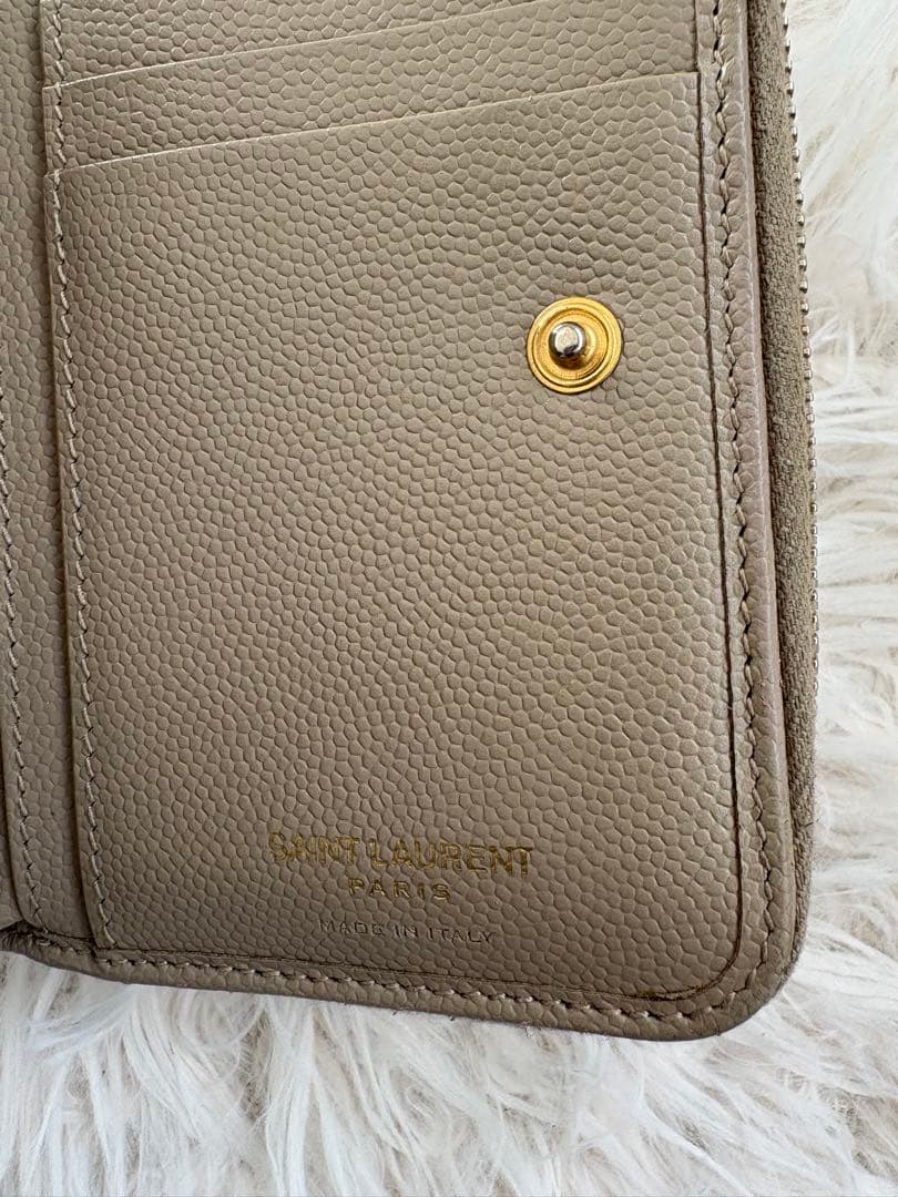 ✨YSL イヴサンローラン 財布 コンパクト ベージュ レディース