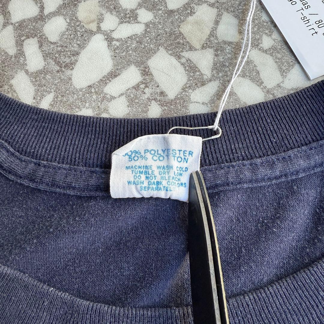 【80年代usa製、シングルステッチ】オールドアディダス両面ロゴTシャツ紺常田