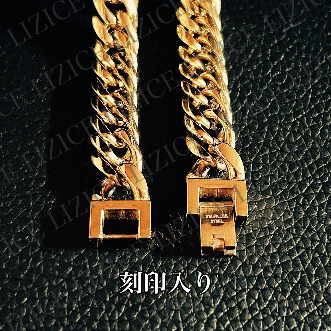 【18kgp】11mm50cm 喜平ダブルステンレスネックレス ゴールド 金