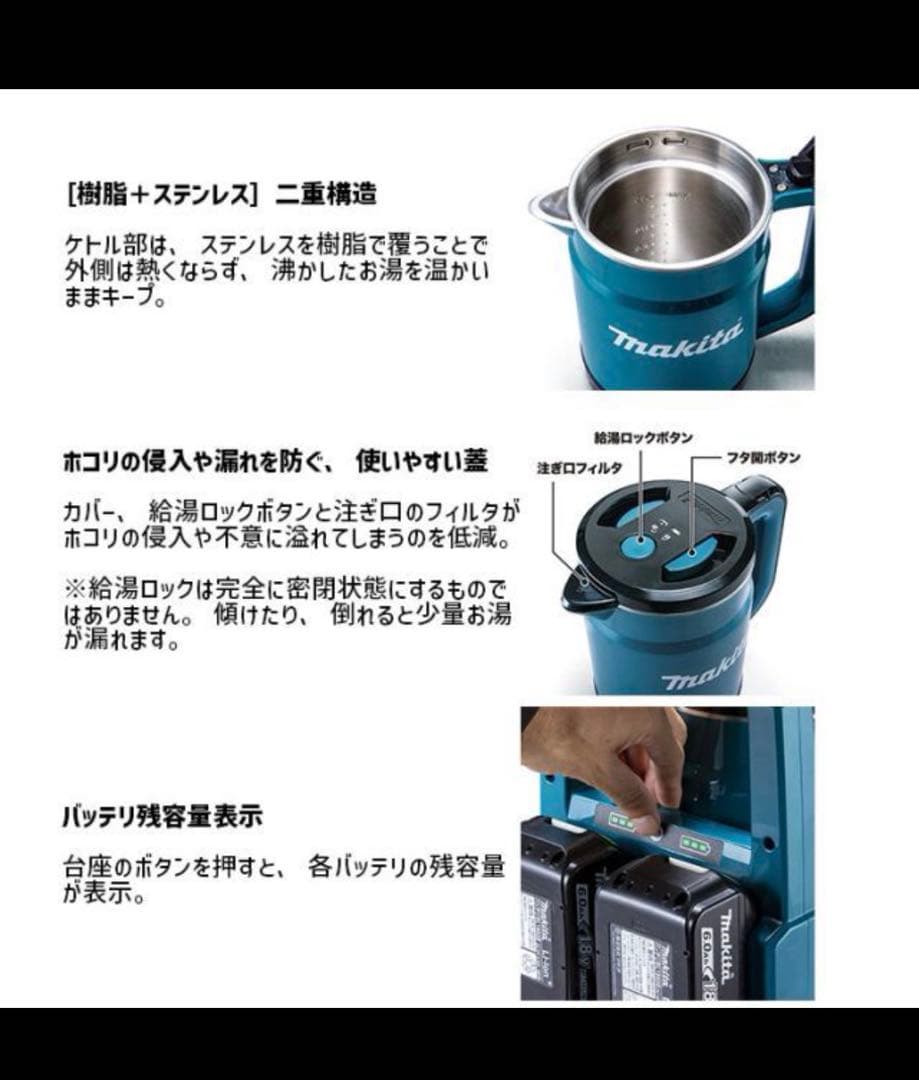未使用品Makita KT360DZ ホワイト 電気ケトル