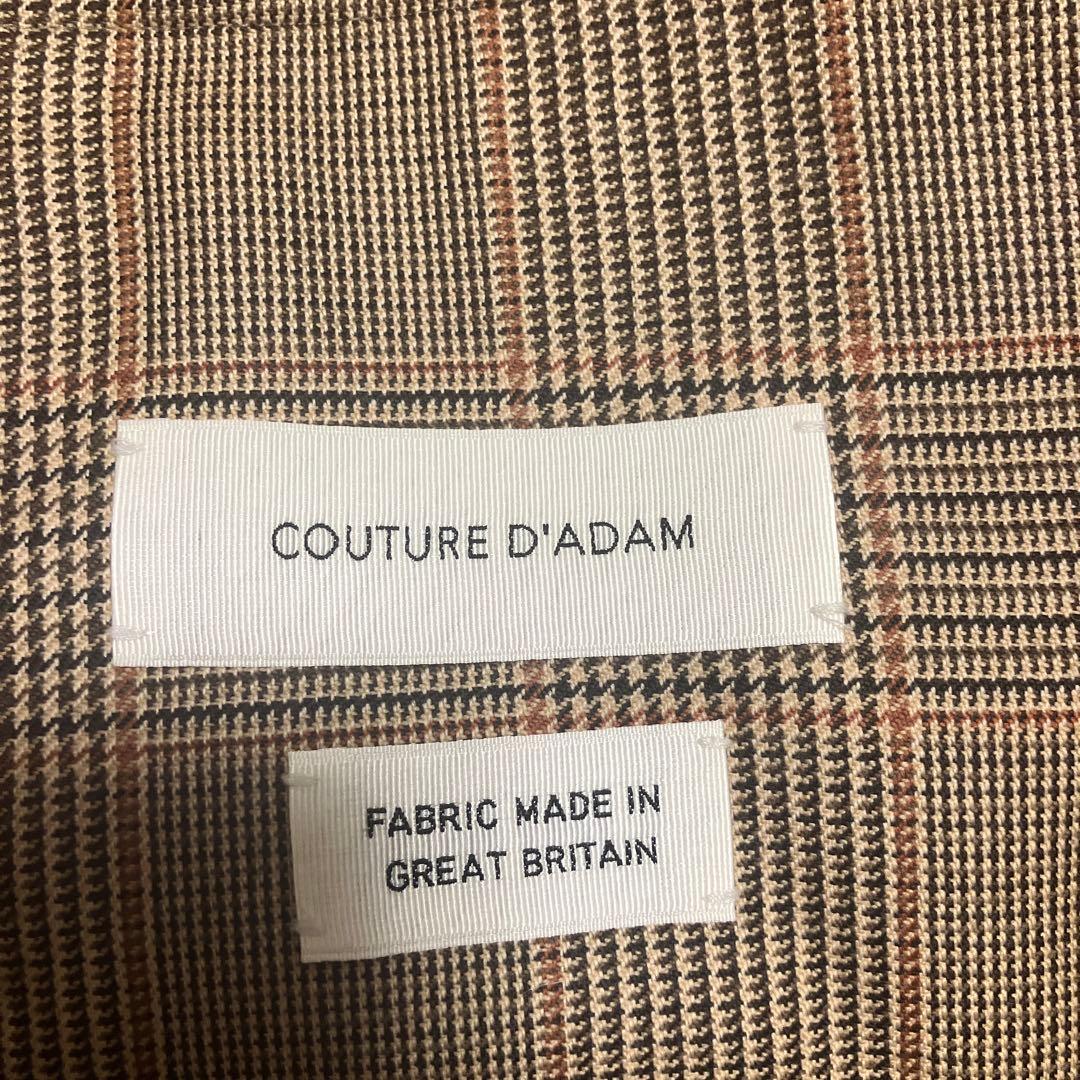 COUTURE D'ADAM茶グレンチェック ダブルブレストジャケット 36
