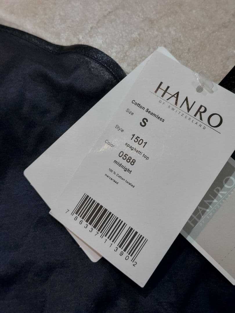 【未着用タグ付き】HANRO コットンキャミソール S ミッドナイト