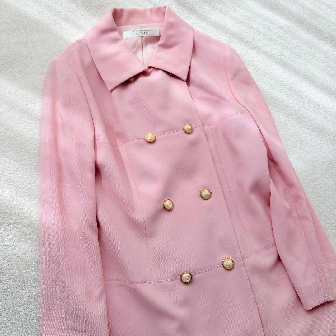 ❁ KOJI WATANABE STYLE ロングコート 桜色カメオボタン
