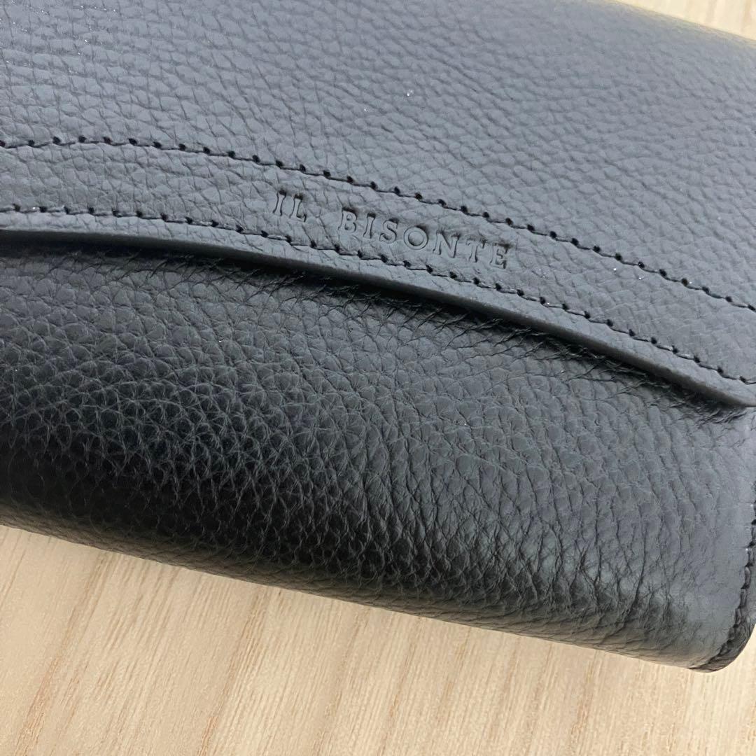 【未使用】IL BISONTE イルビゾンテ 折り財布 黒ミニ財布 本革