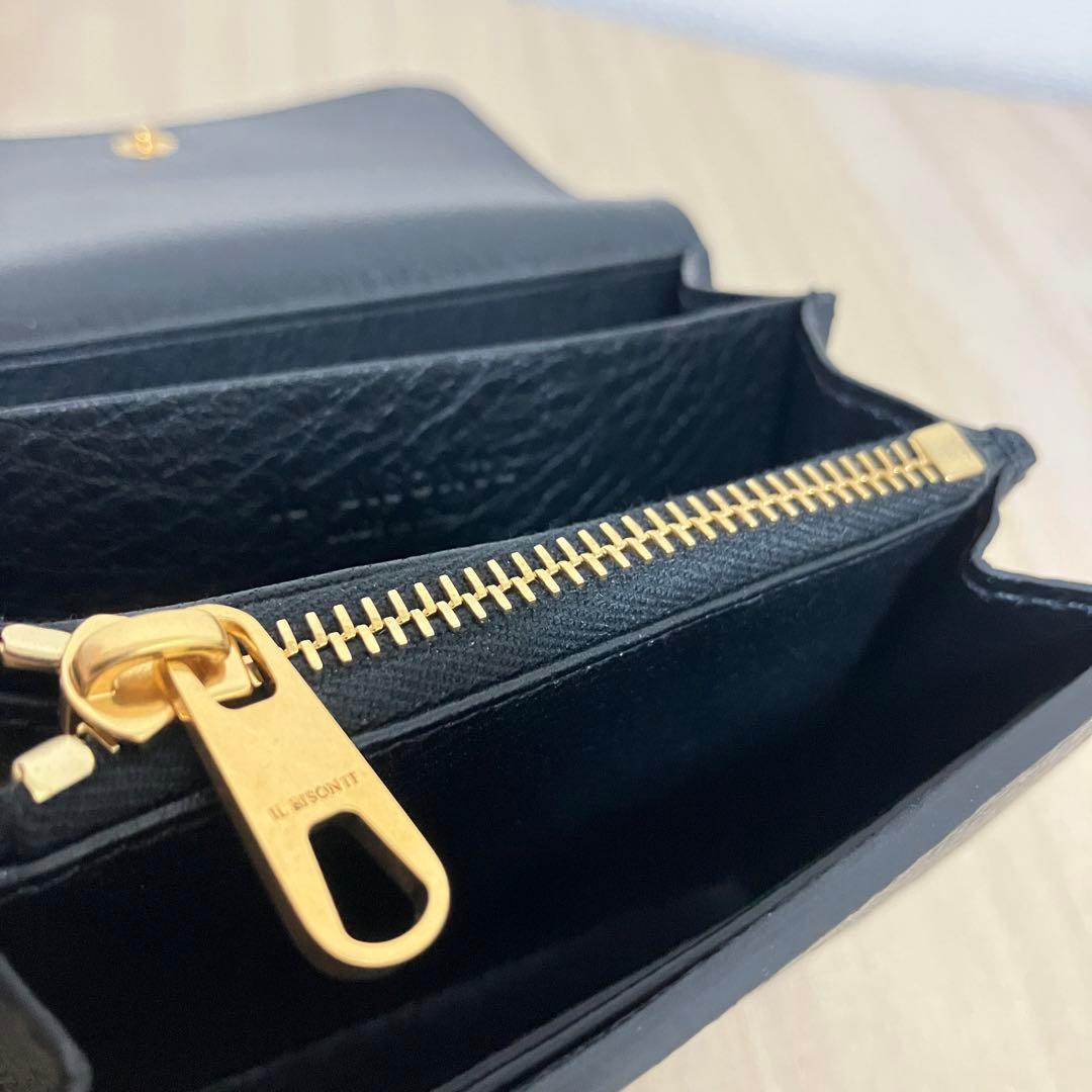 【未使用】IL BISONTE イルビゾンテ 折り財布 黒ミニ財布 本革