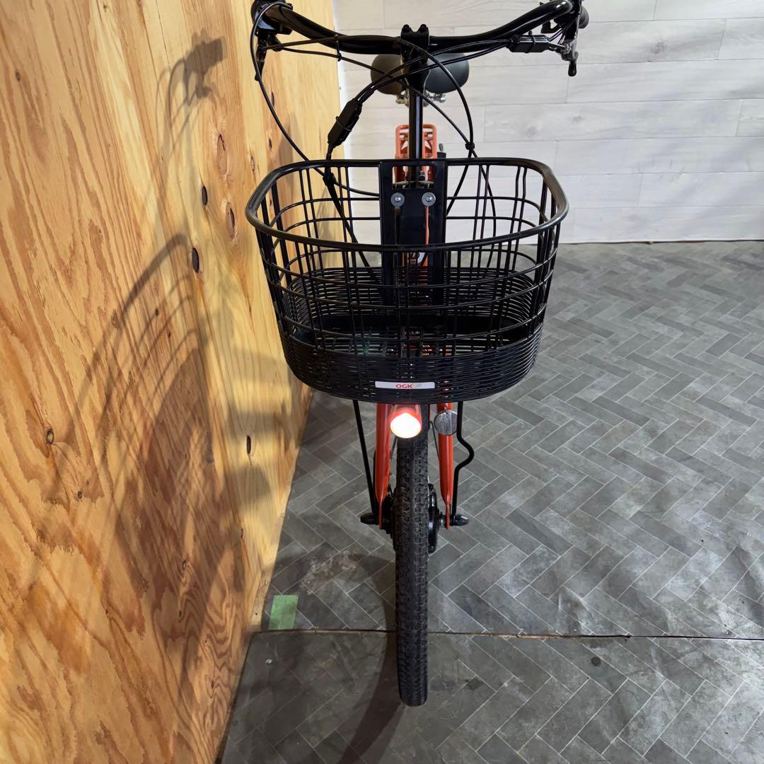 オレンジ色 電動アシスト自転車 シティタイプ