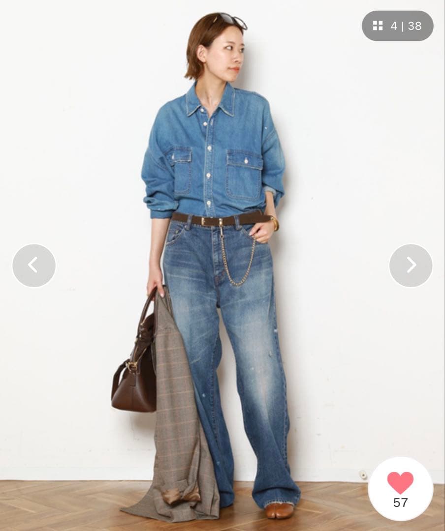 JOHNBULLジョンブル セルヴィッチデニム ワイドデニムパンツ ペイント加工