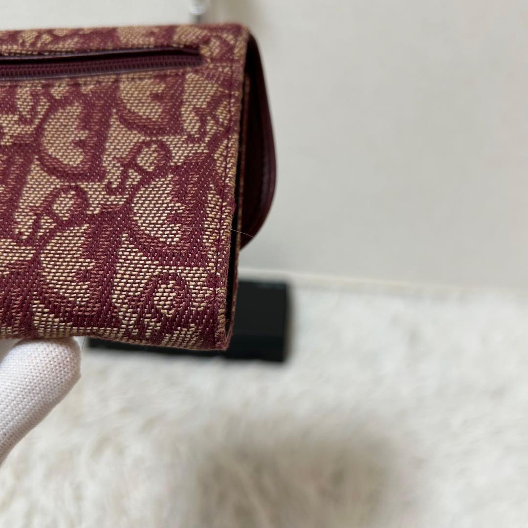 【極美品✨希少カラー】クリスチャンディオール　三つ折り財布　赤　トロッター　人気
