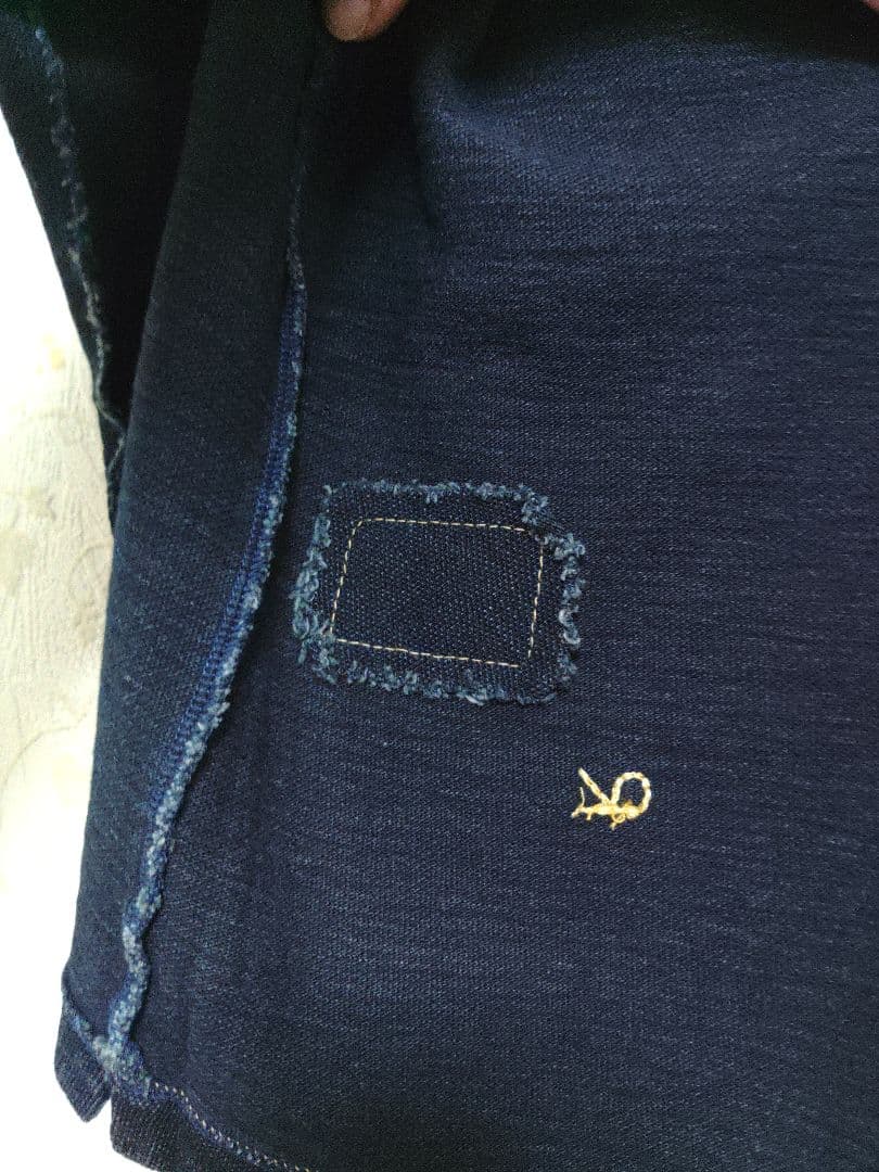 45R タグ付きＭポロシャツ インディゴカノコ シーホース刺繍 長袖