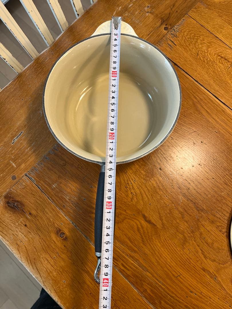 Le Creuset 片手鍋 20 蓋付き クリーム色