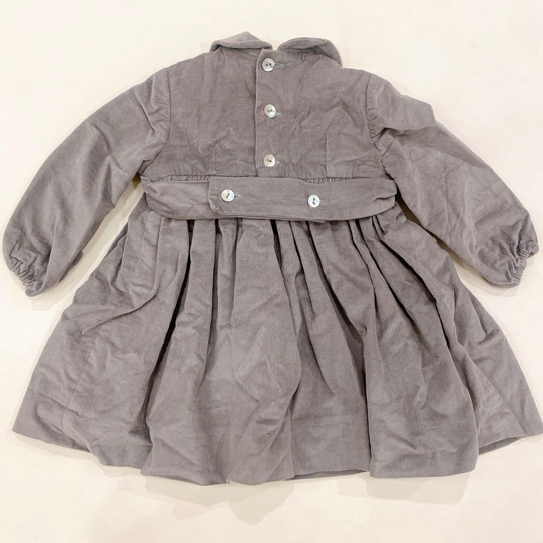 美品【アマイアAmaia】スモッキングワンピース グレー　1yr