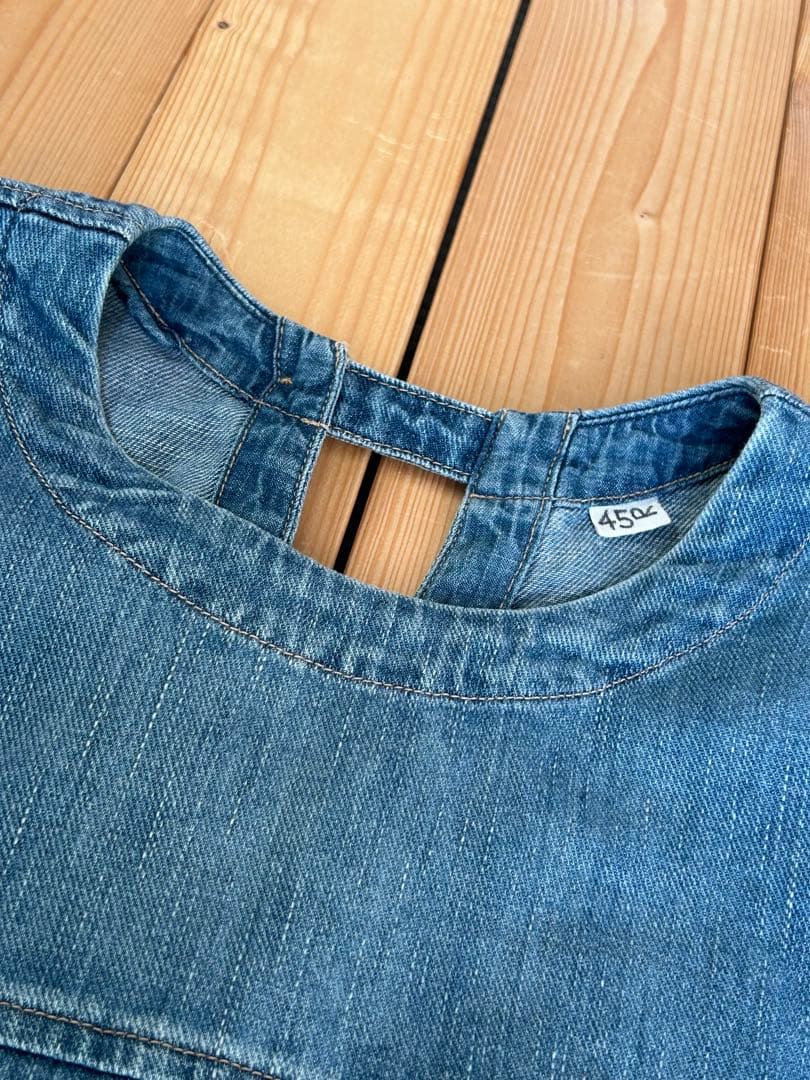45R プチデニムのパフブリッジドレス　　インディゴ加工