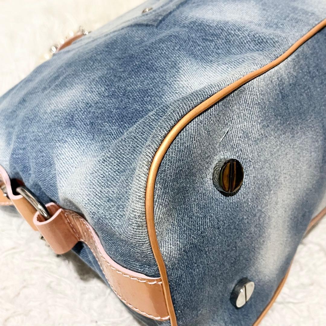 希少 ✨美品 ✨フィリッププレイン　デニム スカル ボストンバッグ ビジュー