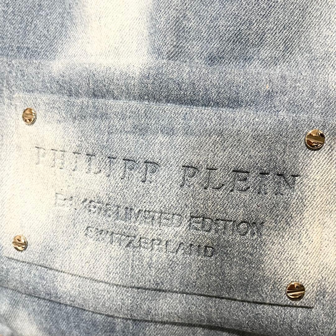 希少 ✨美品 ✨フィリッププレイン　デニム スカル ボストンバッグ ビジュー