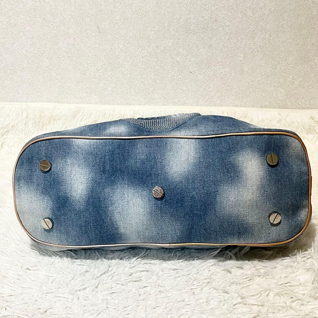 希少 ✨美品 ✨フィリッププレイン　デニム スカル ボストンバッグ ビジュー