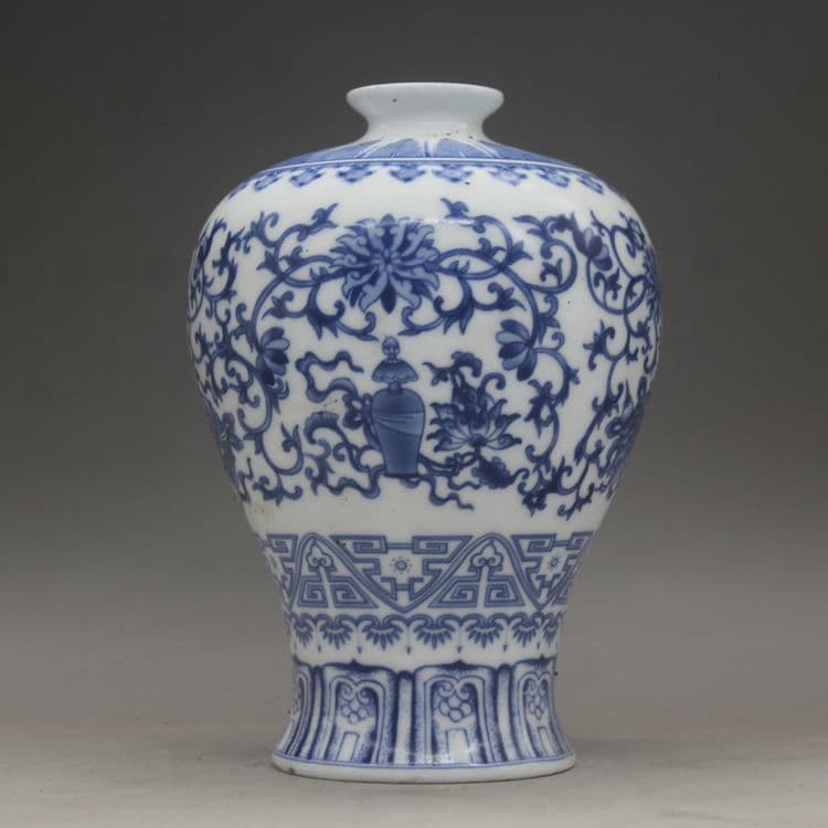 清康熙鯖山水冬瓜瓶 景徳鎮 陶磁器 装飾品 現代工芸品 美術品 置物