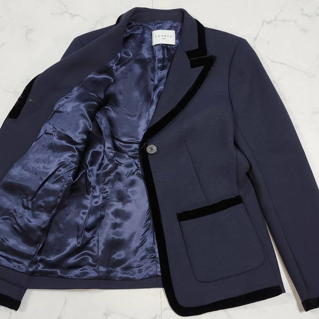 サンドロ　Veste Marine Blazer　テーラードジャケット　ベロア