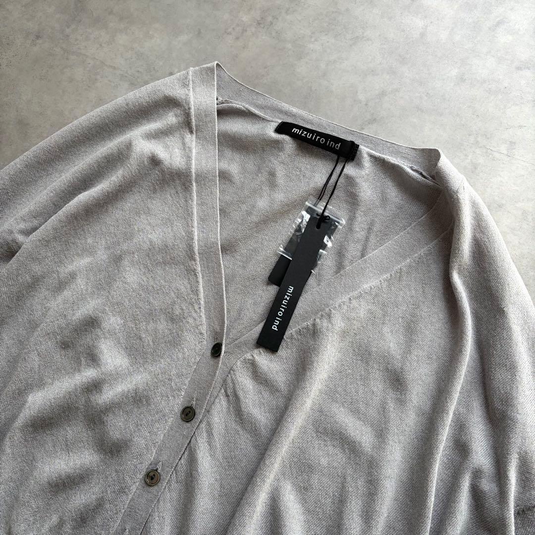 25SS mizuiro ind 麻混 ビッグシルエットカーディガン グレージュ