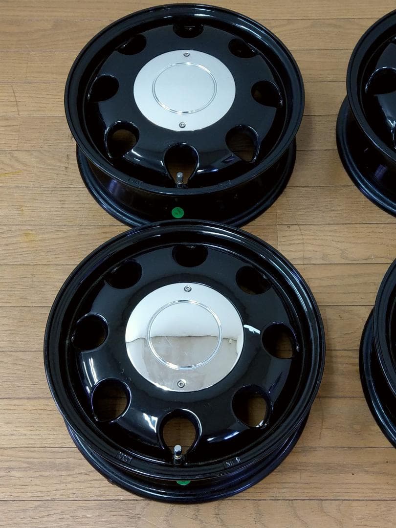 美品 ブラック＆メッキ 軽用 デザインホイール 14インチ 4H 4J ET45