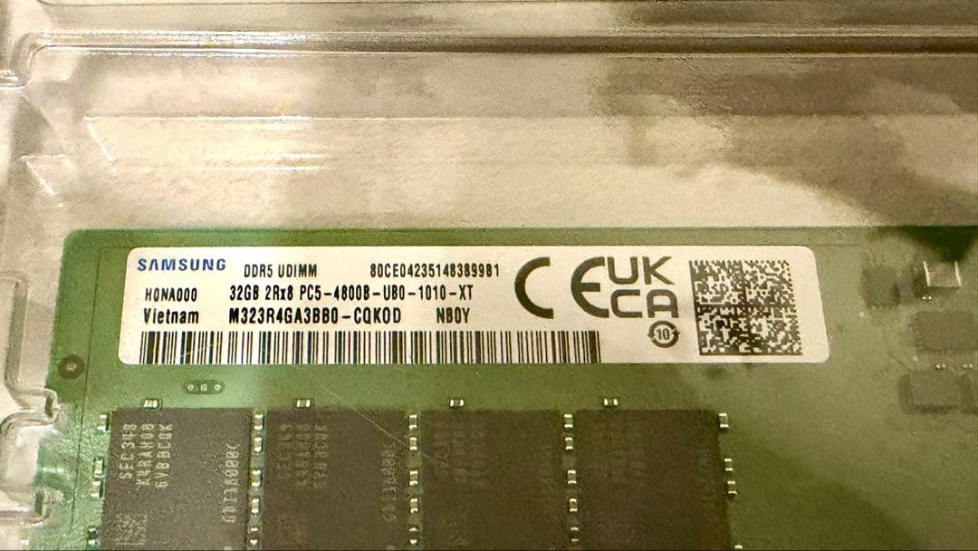 Samsung DDR5 UDIMM 64GB（32GB×2枚）