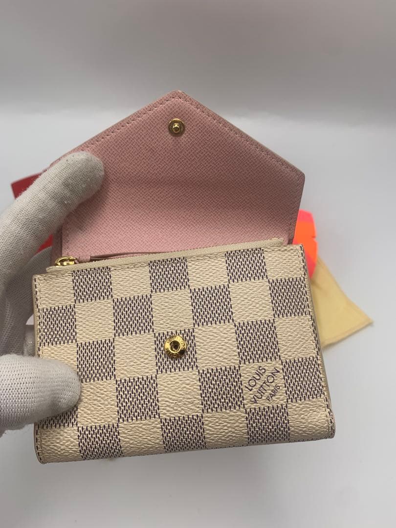 【美品】 ルイヴィトン 財布 ダミエ アズール ヴィクトリーヌ ローズバレリーヌ