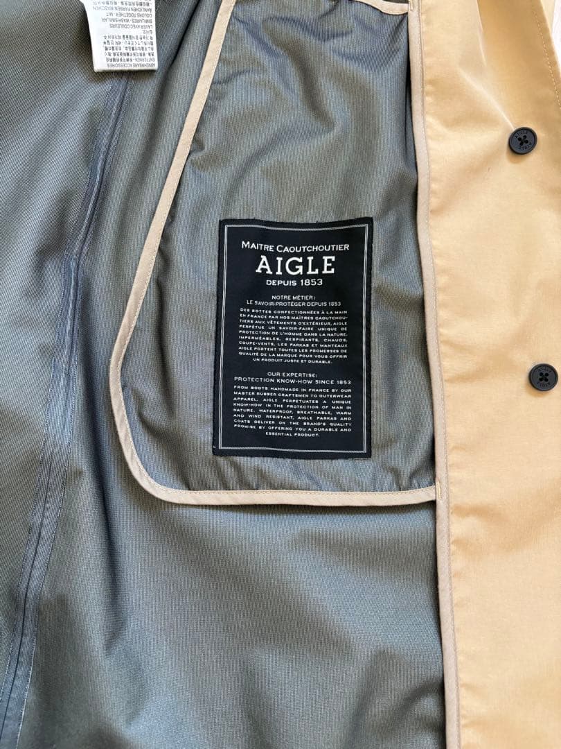 美品★AIGLE★GORE-TEX 透湿防水・防風ベルトフード付コート36サイズ