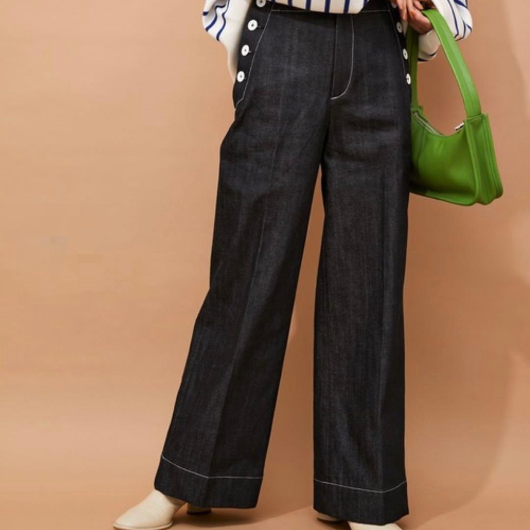 【美品】アダムエロペ デニム マリンパンツ ワイドパンツ インディゴ 36 S