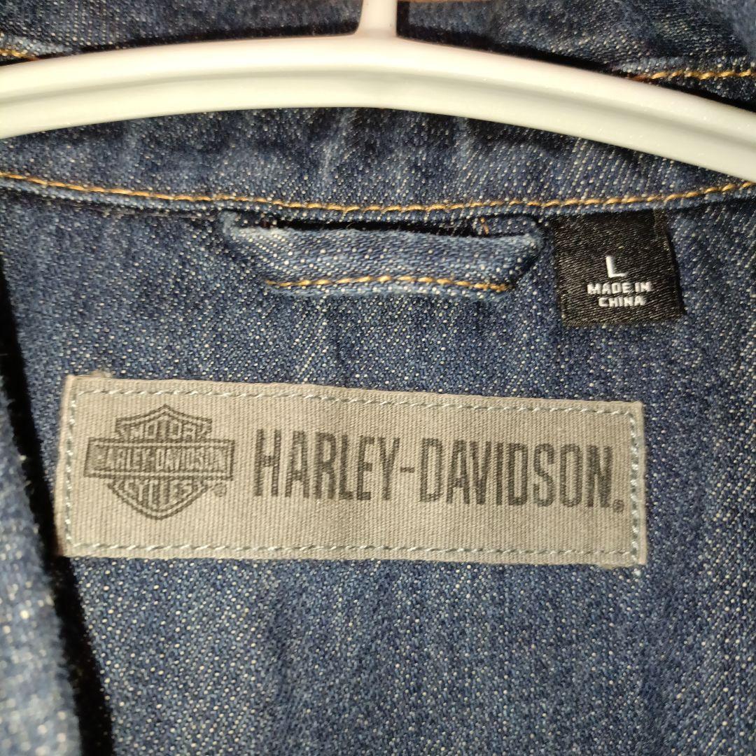 美品 Harley Davidson デニム ベスト L ワッペン パッチ