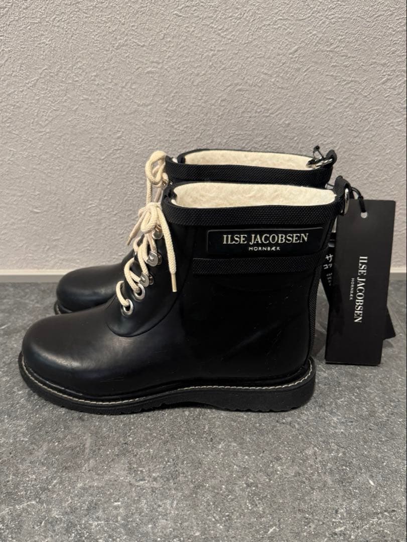 未使用タグ付きILSE JACOBSENレインブーツ23.5黒イルセヤコブセン