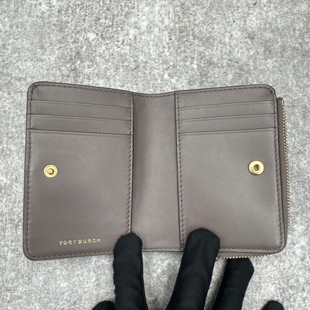 極美品　トリーバーチ　マックグロー　コンパクトウォレット　グレージュ