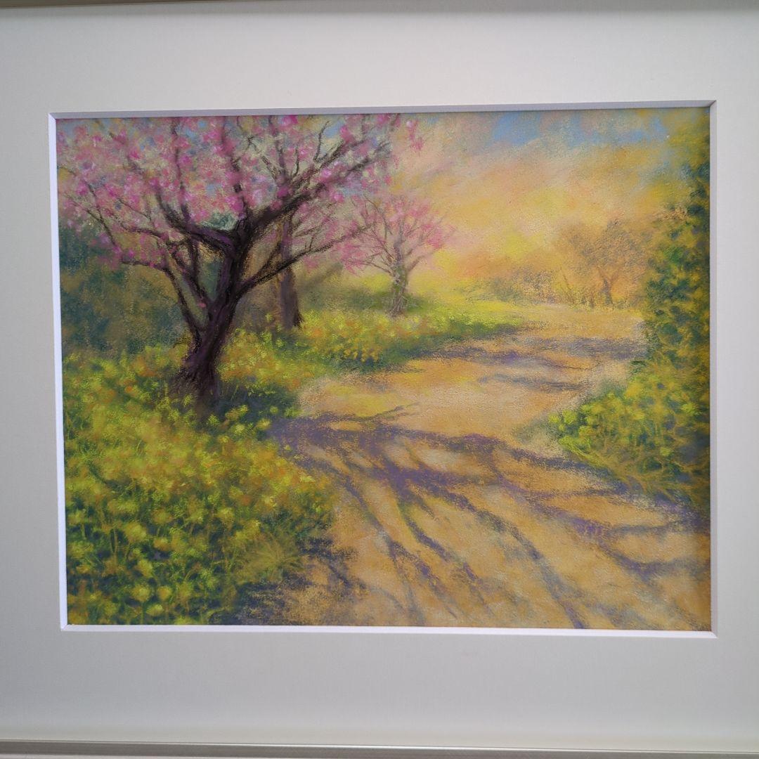 春　風景画 　額、マット付き　原画　絵画