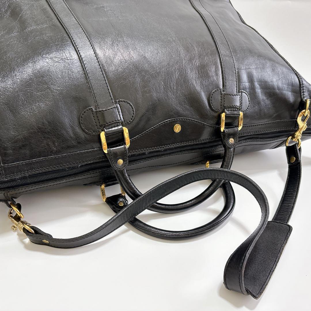 良品 ゴールドファイル オールレザーボストンバッグ　ドイツ製　ブラック　m297