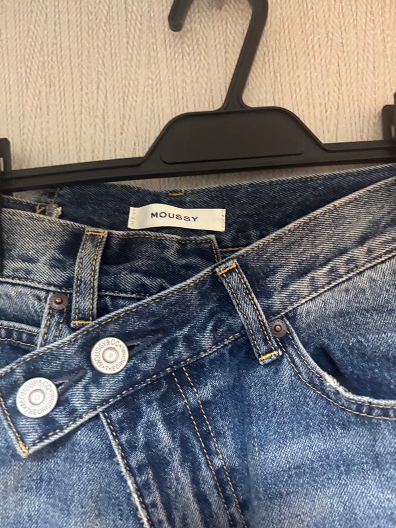MOUSSY ワイドレッグデニム ブルー