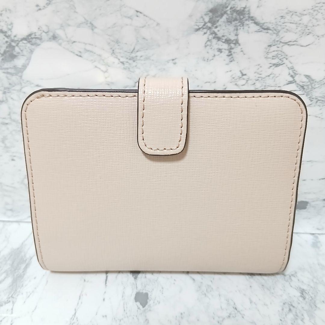 【極美品】FURLA サフィアーノレザー コンパクトウォレット ピンクベージュ