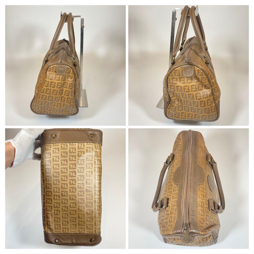 FENDI フェンディ ミニボストンバッグ エナメル ズッキーノ ブラウン