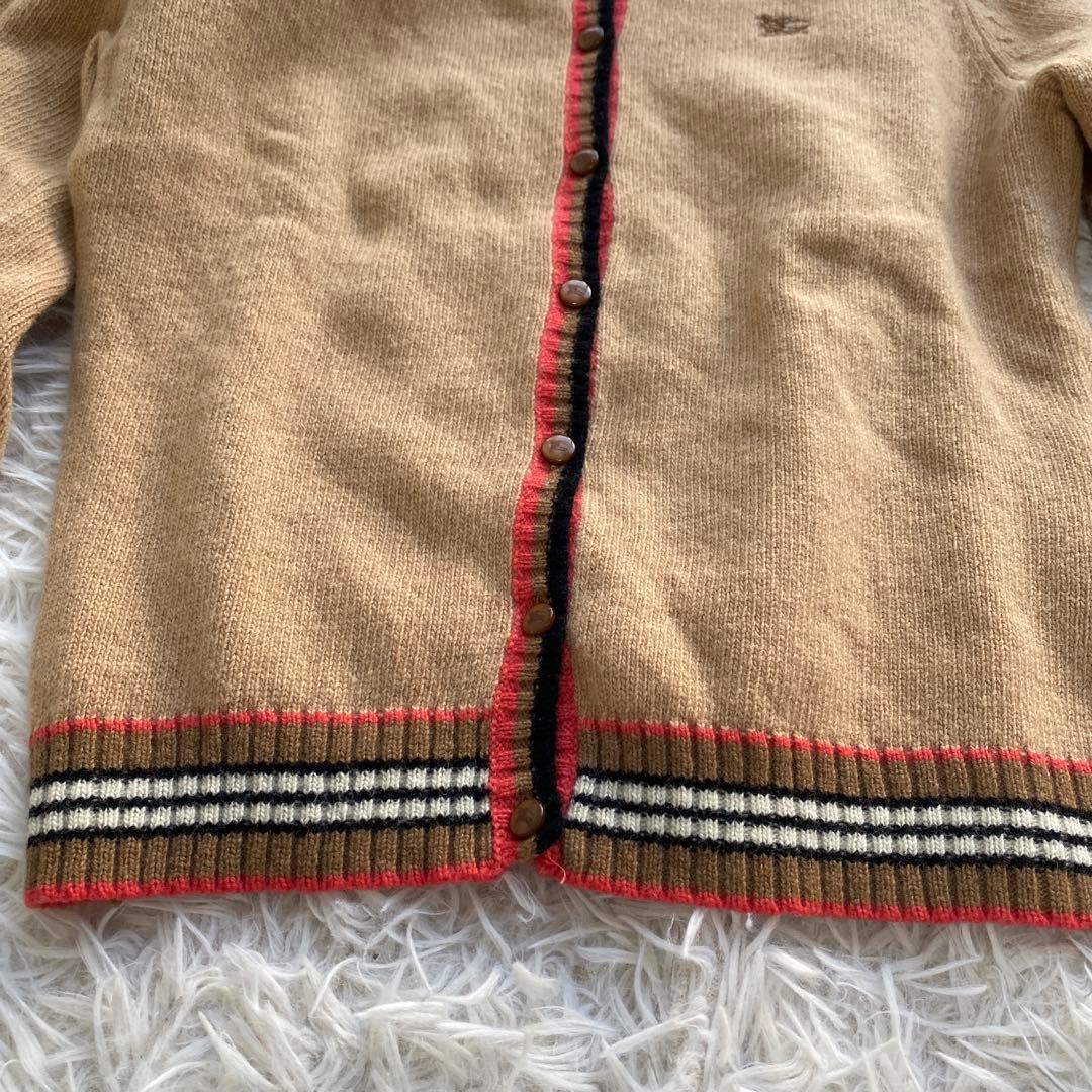 バーバリーブルーレーベル カーディガン ホース刺繍 刻印ボタン キャメル M