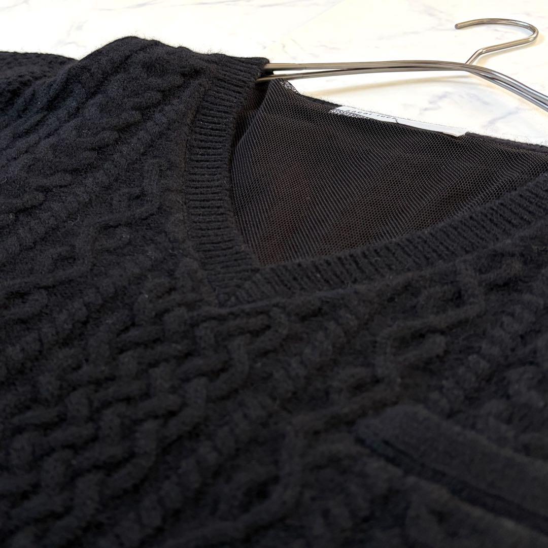 k*o様 新品タグ付き sacai luck ニットドッキングワンピース 黒×紺
